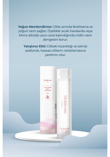 Muldream Vegan Green Mild Mist Akneli Ciltler için Sprey Serum 110 ML