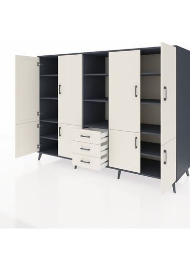 Kronos Dolap 11 Raflı 3 Çekmeceli 8 Kapaklı 220x59x163 Antrasit-a Antrasit-aytaşı