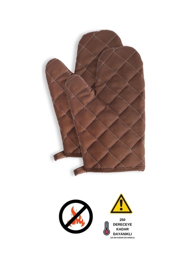 Yanmaz Ve Isıya Dayanıklı Fırın Eldiveni 2 Eldiven Kahverengi