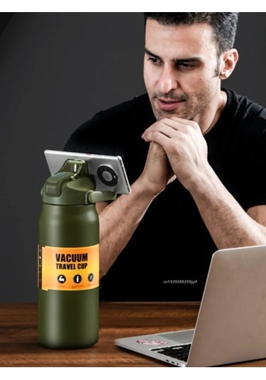 800/1000/1200/1500 Ml 304 Paslanmaz Çelik Termos Pipetli Termal Kupa Bardak Black 1200ml Black