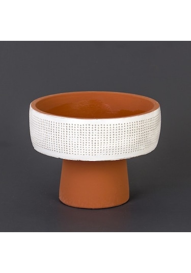 Euro Flora Delikli Beton Saksı Beyaz 19.5X16.5 Cm