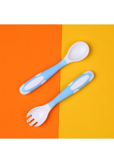 Moveevo Bebek Yeme Egzersizi Kaşığı Çatal Seti, Pp+tpe Malzeme, Saklama Kutulu, Mavi Xls08 Çok Renkli