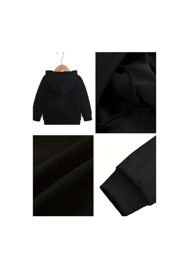 Kışlık Kapüşonlu Sweatshirt, Çocuk Ayı Suprise Baskılı SiYAH