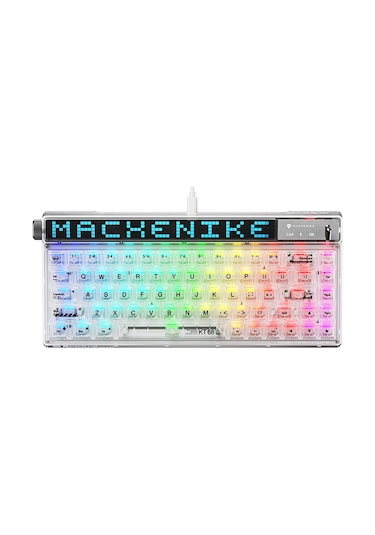 Machenike KT68 Kablolu Crystal Tactile Switch LCD RGB İngilizce Oyuncu Klavye