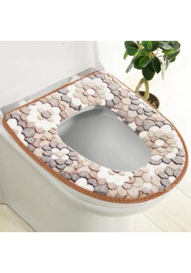 Mavi Su Geçirmez Evrensel Büyük Çiçek Mercan Kadife Klozet Minderi Velcro Klozet Kapağı Ev Klozet Kapağı