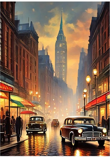 Geçmiş Zamanda Bir Şehir Tasarım Mdf Tablo 35cm X50cm