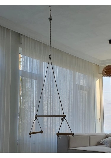 Trapez Ahşap Duyusal Salıncak 8mm İp 100kg Taşır Set Çocuk Aktivite Jimnastik Gelişim Salıncağı