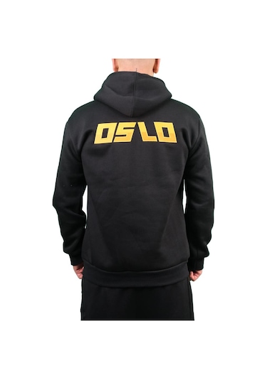 Oslo Bear Siyah Nakışlı Kapüşonlu Sweatshirt Siyah