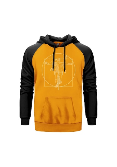 Bicyclist Sarı Reglan Kol Kapşonlu Unisex Sweatshirt Sarı