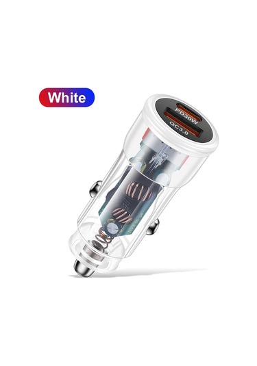 Vaorlo 48w Araç Şarj Cihazı Hızlı Şarj Usb + Pd Bağlantı Noktası Desteği Qc3.0 Hızlı Şarj Beyaz