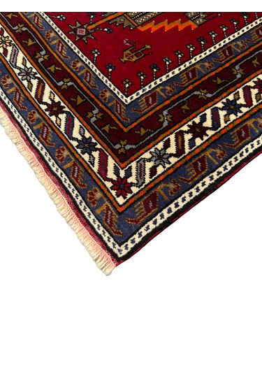 El Dokuma Sıfır Konya Kavak Halısı Seccade 117x185 Kök Boya Sık Namazlık Kırmızı