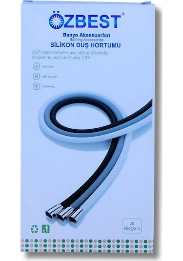 Özbest Silikonlu Duş Hortumu Gri 1.5m