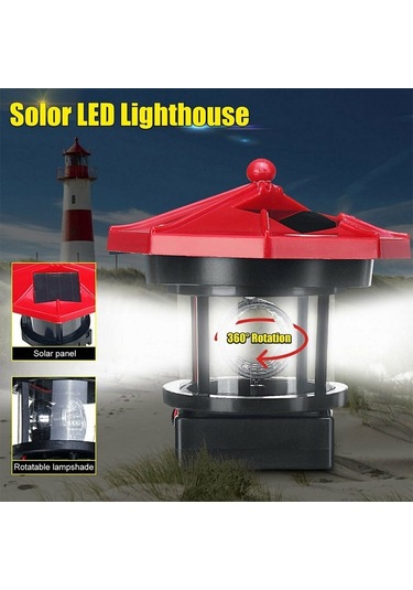 Cbtx Bahçe Aydınlatma Açık Su Geçirmez Led Güneş Dönen Deniz Feneri Bahçe Dekorasyon İndüksiyon Peyzaj Işığı Siyah