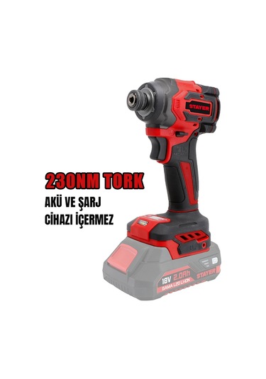Stayer IS230 Kömürsüz Akülü 18V Li-İon 2.0 AH/6.0AH Akü Ve Şarj Aleti Hariç Torklu Vidalama