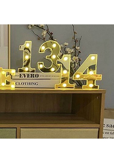 Konesam Led Rakamlı Dekoratif Işık - Sıcak Beyaz Sabit Aydınlatma, Doğum Günü, Parti Ve Özel Etkinlikler İçin Dekorasyon Aleti Pil Dahil Değil Diğer