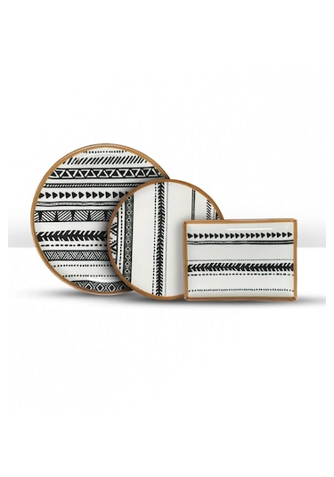 Porland Elenco 18 Parça 6 Kişilik İkram ve Kahvaltı Takımı Beyaz - Siyah