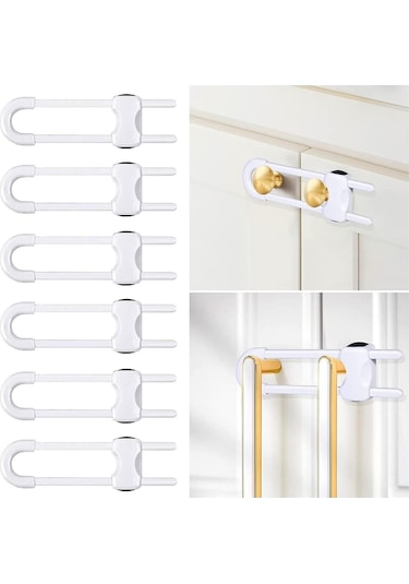 Bebek İçin 5 Adet Dolap Kilit U-şekilli Ayarlanabilir Eşya Dolabı Gardırop Çekmece Kolu İçin Kilit Çok Renkli
