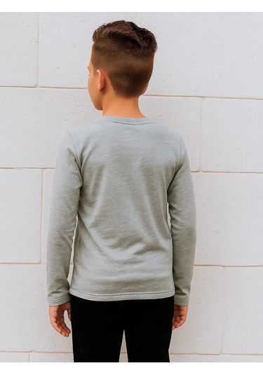 Kari Erkek Çocuklar İçin Okulda Giyebilecek Gri Süper İnce Kazak 420118181 Gri