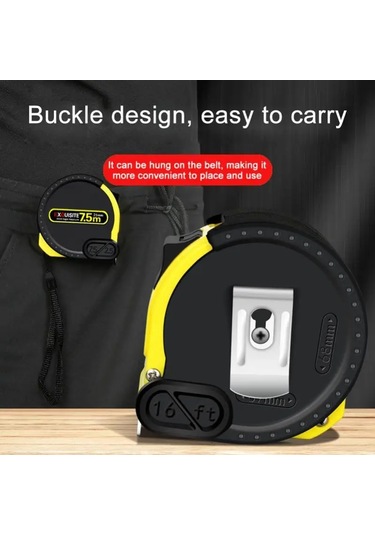 5m 25mm Çelik Mezura Geri Çekilebilir 3m 5m 7.5m 10 Metre Kalınlaşmış Kendinden Kilitlemeli Ağaç İşleme Aleti Hassas Şeffaf Metrik Bant Cetveli