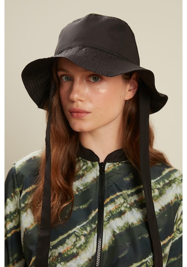 Manuka Bağlamalı Bucket Kadın Şapka - Siyah