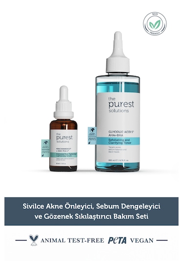 The Purest Solutions Sivilce Akne Karşıtı Sebum Dengeleme Ve Gözenek Sıkılaştırmaya Yardımcı Bakım Seti