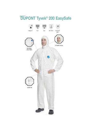 Tyvek 200  Easysafe Chf5 Tek Kullanımlık Koruyucu Tulum Tip 5-6