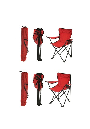 Exent 2'li Rejisör Kamp Sandalyesi Piknik Sandalyesi Katlanır Sandalye Taşıma Çantalı Kırmızı