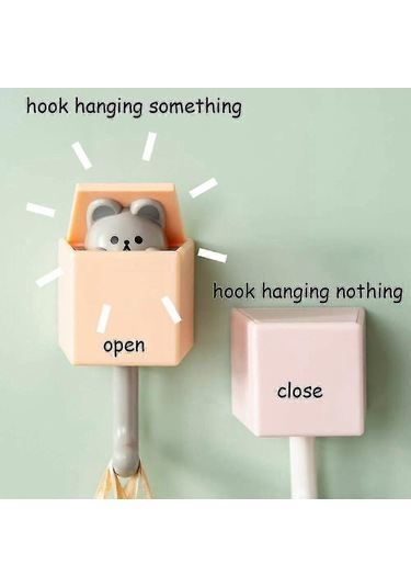 Kedi Kancalı Kapı Askısı - 6 Adet Sevimli Dikişsiz Anahtar Şemsiye Havlu Başlık Kancası Gri Kedi Diğer