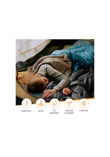 Kingcamp Oxygen 250-d Çift Kişilik Yastıklı Uyku Tulumu M.grey Gri