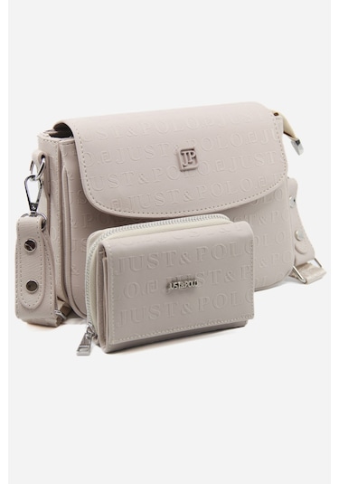 Just Polo Yeni Sezon Kolon Askılı 4 Bölmeli Kadın Omuz Çantası Ve Cüzdan Kombini Pbu217402 Taş