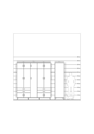 Kronos Dolap 12 Raflı 4 Çekmeceli 2 Askılı 220x59x243 Çam-aytaşı/antrasit Aytası/antrasıt