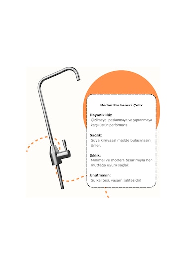 304 Paslanmaz Kare Su Arıtma Musluğu