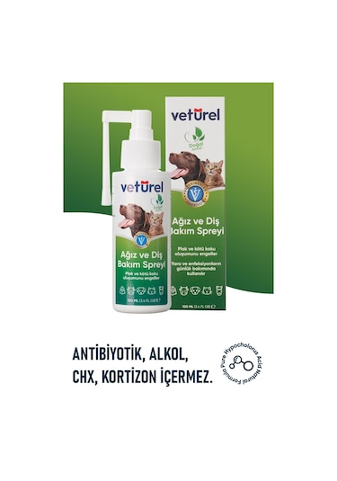 Veturel Kedi Ağız Bakımı Köpek Ağız Kokusu Diş Eti Yarası Bakım Spreyi 100 ML