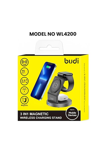 Budi WL4200 Wireless Charger 3-in-1 15w Kablosuz Şarj Ünitesi