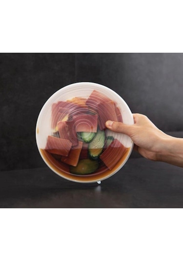 Tazeliğini Koruyan 6 Boy Silikon Streç Saklama Kabı Kapağı