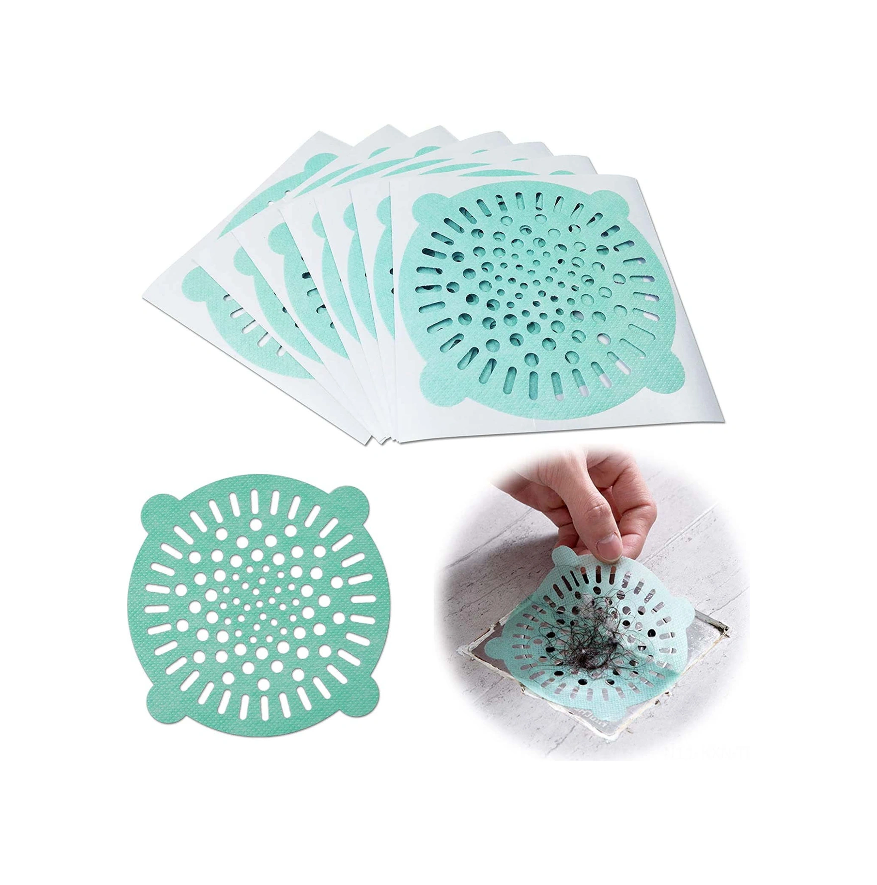 Kosona Banyo Mutfak Su Tüpü Saç Toplayıcı, Tek Kullandım Nonwoven Filtre, 10cm Su Geçirmez, 60 Adet Yeşil Yeşil