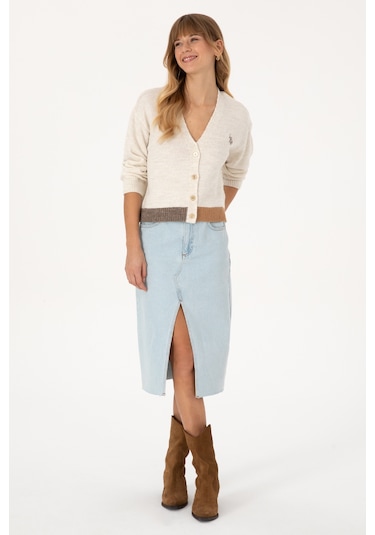 U.s. Polo Assn. Kadın Hırka Triko 50314717-vr256 İnci