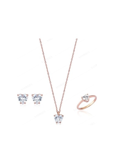 Tektaş Kalp Gümüş Takı Seti