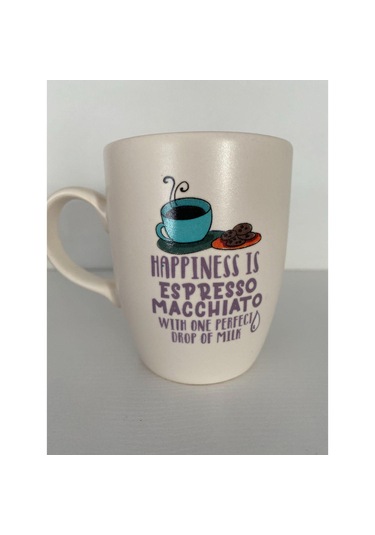 Happiness İs Espresso Machiato Beyaz Kupa Bardak Çok Renkli