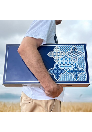 Biggdesign Blue Tile Tavla, Çizilmez Zeminli, Mıknatıslı Mdf Kasa, 2 Kat Vernik Cilalı