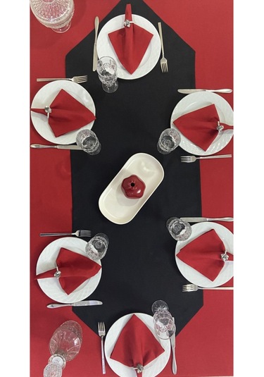 Sıvı Geçirmez Dertsiz Masa Örtüsü Kırmızı 25 Parça Set