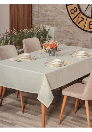 Cotton Box Plain Masa Örtüsü Krem 155x220