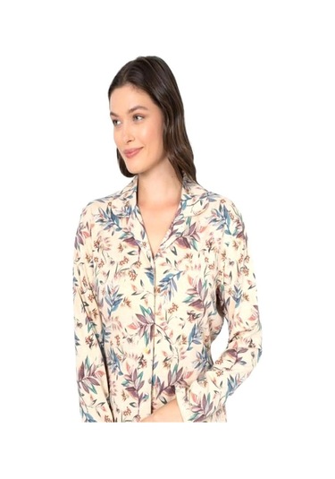 Ciciten Pamuk Melanj Desenli Boydan Düğmeli Bayan Pijama Takım 001