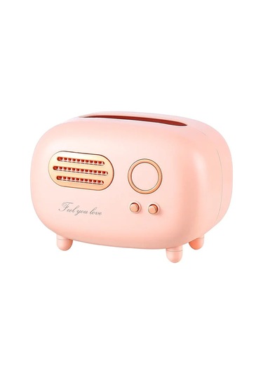 Büyük Kırmızı Yaratıcı Radyo Doku Kutusu Işık Lüks Retro Tarzı Ev Oturma Odası Yemek Odası Çay Masası Çok Fonksiyonlu Doku Saklama Kutusu