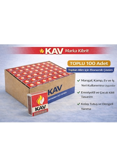Kav Marka Kibrit Emniyetli Çocuk Kilitli 100 Adet