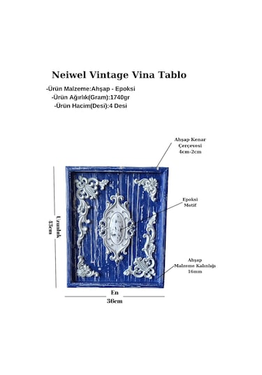 Neiwel Vintage Vina Eskitme Beyaz Tablo