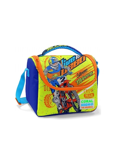 Coral High Erkek Çocuk Mavi Sarı Motorsiklet Beslenme Çantası 11742