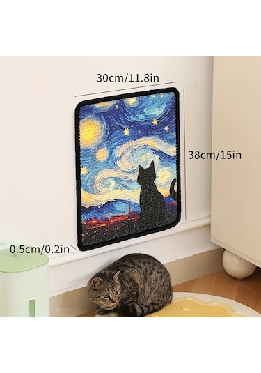 Honeybeeshop Dayanıklı Sisal Duvara Monte Kedi Tırmalama Tahtası Sunflower Yumuşak Kumaşlı İç Mekan Oyun Tırmık Tasarruf Tırmalayıcı Sanatsal Dekor