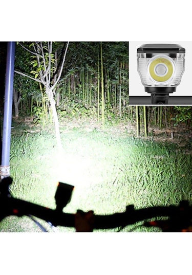 Güneş Enerjili Usb Şarjlı Bisiklet Lambası Solar Fener Ön Far Işık Aydınlatma Kornalı Kırmızı