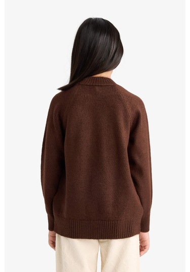 Defacto Kız Çocuk Bisiklet Yaka Triko Kazak F2755a825wnbn540 Kahve